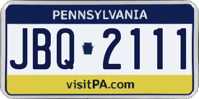 PA license plate JBQ2111