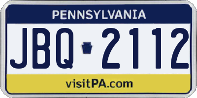 PA license plate JBQ2112