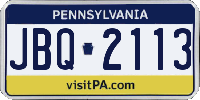 PA license plate JBQ2113