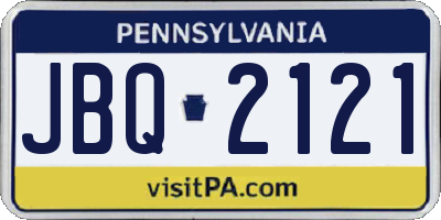 PA license plate JBQ2121