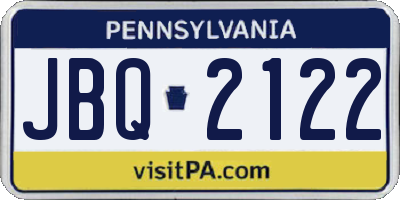 PA license plate JBQ2122