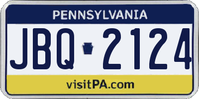 PA license plate JBQ2124