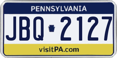 PA license plate JBQ2127