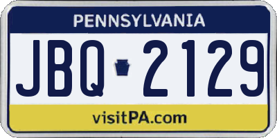 PA license plate JBQ2129