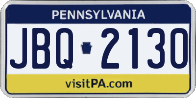 PA license plate JBQ2130