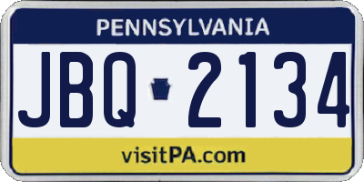 PA license plate JBQ2134