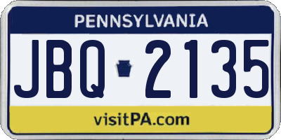 PA license plate JBQ2135