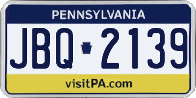 PA license plate JBQ2139