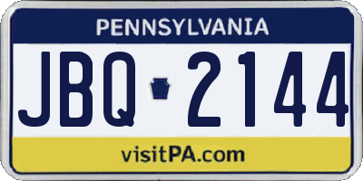 PA license plate JBQ2144