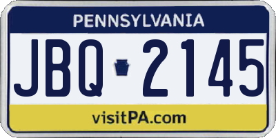 PA license plate JBQ2145