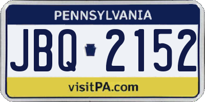 PA license plate JBQ2152