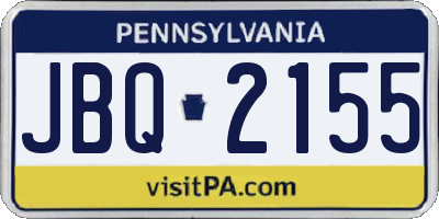 PA license plate JBQ2155
