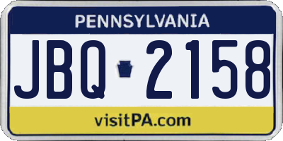 PA license plate JBQ2158
