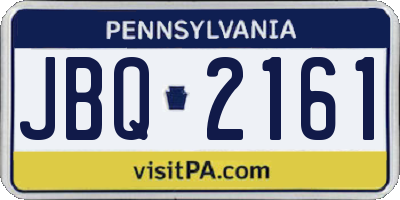 PA license plate JBQ2161