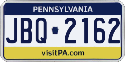 PA license plate JBQ2162