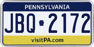 PA license plate JBQ2172
