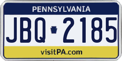 PA license plate JBQ2185