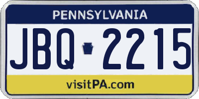 PA license plate JBQ2215