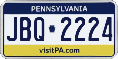 PA license plate JBQ2224
