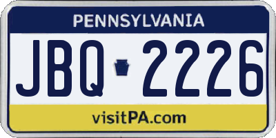 PA license plate JBQ2226
