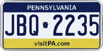 PA license plate JBQ2235