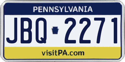 PA license plate JBQ2271