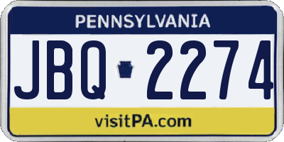 PA license plate JBQ2274