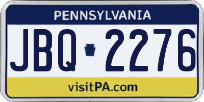 PA license plate JBQ2276