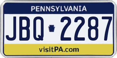 PA license plate JBQ2287