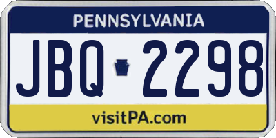 PA license plate JBQ2298