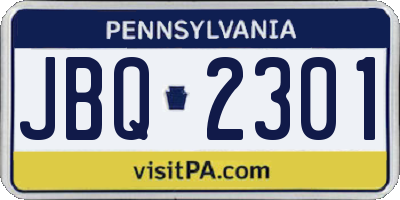 PA license plate JBQ2301