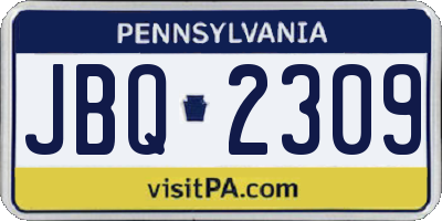 PA license plate JBQ2309