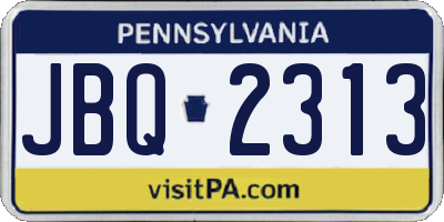 PA license plate JBQ2313
