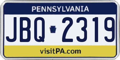 PA license plate JBQ2319