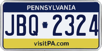 PA license plate JBQ2324