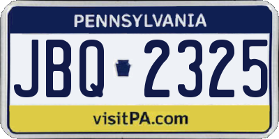 PA license plate JBQ2325