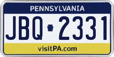 PA license plate JBQ2331