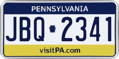 PA license plate JBQ2341