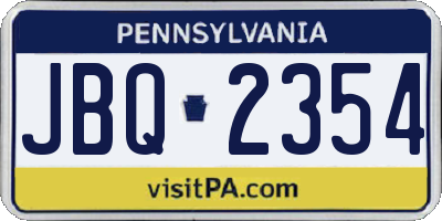 PA license plate JBQ2354
