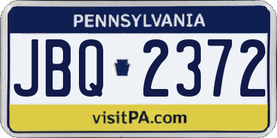 PA license plate JBQ2372