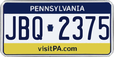 PA license plate JBQ2375