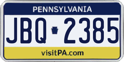 PA license plate JBQ2385