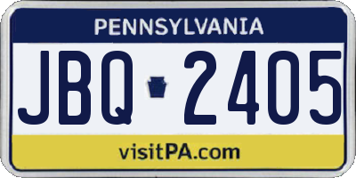 PA license plate JBQ2405