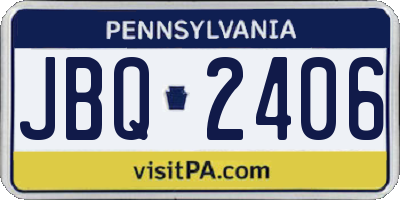 PA license plate JBQ2406