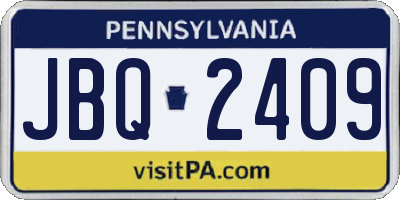 PA license plate JBQ2409