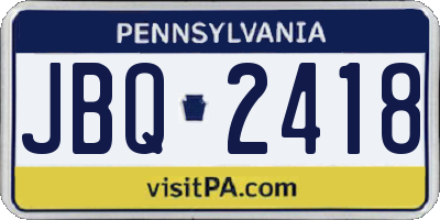 PA license plate JBQ2418