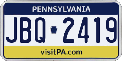 PA license plate JBQ2419