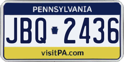 PA license plate JBQ2436