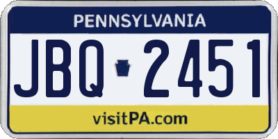 PA license plate JBQ2451