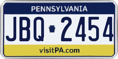 PA license plate JBQ2454